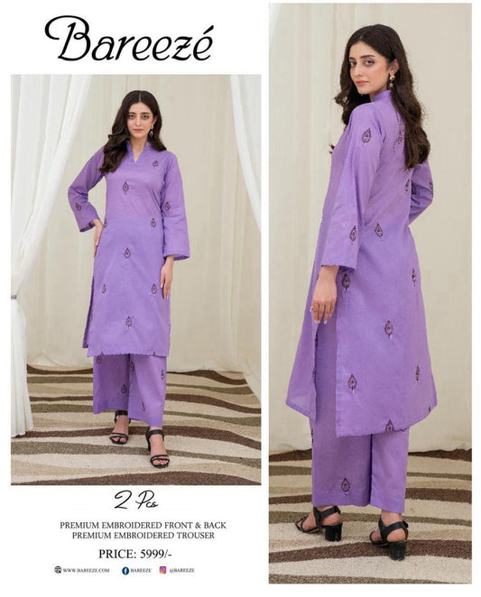2 PCs Unstitched Embroidered  WomenSuit